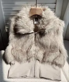 ブラウン ファー ノースリーブベスト秋冬用 フェイクファー ベスト