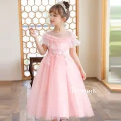 130㎝ピンクドット柄子供ドレスピアノ発表会お誕生日ジュニアドレス結婚式七五三