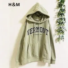H&M パーカー S フード付き　裏起毛　ロゴプリント　オーバーサイズ　楽ちん✨