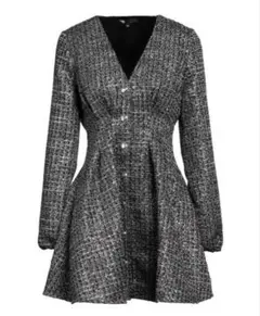 【maje】ミニワンピース/ドレス/ツイード /Vネック/フレア/ボタン/36