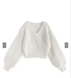 GRL フェザーニットカシュクールショート丈トップス アイボリー kz286