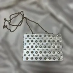 ⭐️ ZARA　パールクラッチバッグ　結婚式　ホワイト