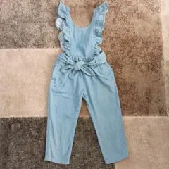 BREEZE　デニム　フリル付オーバーオール／サロペット