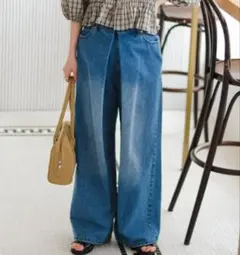 Kastane デニムパンツ　デニムタックワイドパンツ　ワイドデニムパンツ