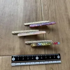【美品】マルチカラー ヘアピン ヘアクリップ3個セット（おまけ付き）
