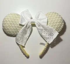 ミニーマウス　カチューシャ　リボン　白