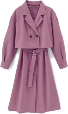 フェイクウール3Wayショート丈ジャケットワンピースセットピンク