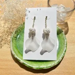 あわじ玉×花びら 水引ピアス