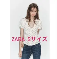ZARA タイディテール ポプリン トップス エクリュ ブラック S - メルカリ
