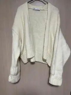 ZARA クリーム色 カーディガン L
