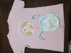 すみっコぐらし Tシャツ （150サイズ） ピンク＆巾着袋