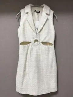 新品 ZARA ホワイト ノースリーブ ミニワンピース S