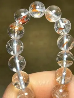 【新入荷】ライモナイトインクォーツブレス7.5㎜（新品未使用）透明感抜群！虹入り