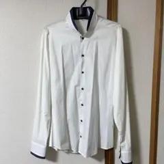 NARA CAMICIE バンドカラーシャツ 白×紺 Mのサムネイル