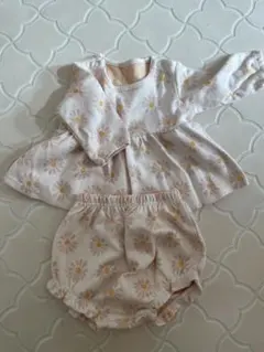 花柄ベビー服長袖セットアップロンパース　バースデー