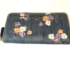 COACH デニム 花柄 ラウンドファスナー 長財布のサムネイル