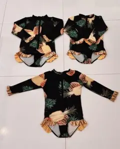 パイナップル　ラッシュガード　水着　3点セット