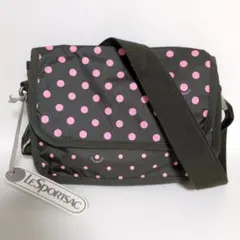 LeSportsac ダークグレー ピンクドット ショルダーバッグ