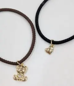 静電気軽減ゴム　チャーム付き　くま　ハート　ストーン