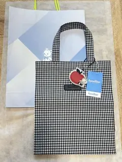 紙袋付⭐︎familiar ファミリア ギンガムチェック トートバッグ 白黒 A4