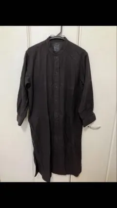 MUJI 両面起毛フランネルスタンドカラーロング丈シャツ