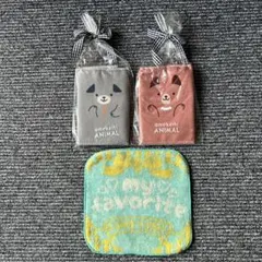 新品　バレンタイン　プレゼント　プチギフト　おめかしアニマル　ハーフハンカチ