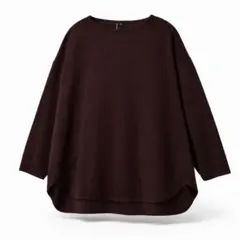 【LL】ニット ワイドシルエット ドロップショルダー クルーネック 体型カバー