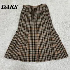 ダックス プリーツスカート チェック 63-90　ロング丈　ベージュ