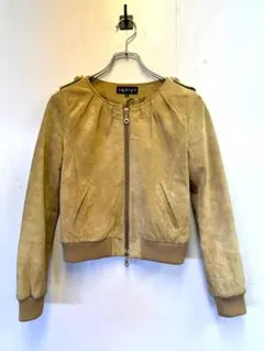 古着 インディヴィ スウェードジャケット レディース ベージュ 豚革 36号