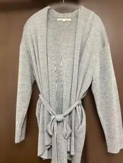ナチュラルビューティーグレー 長袖 カーディガン ウエストリボン付き