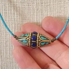 ラピスラズリ＋トルコ石☆ネパール☆ターコイズブルーネックレス☆☆☆