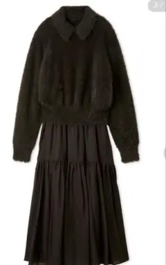 ミラオーウェン　セットアイテム】衿付きニットティアードスカートコーデSET