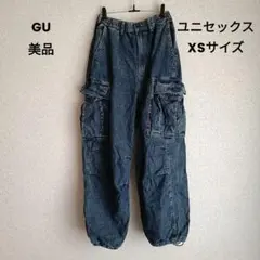 GU　デニムスーパーワイドカーゴパンツ　XS　ユニセックス　BLUE