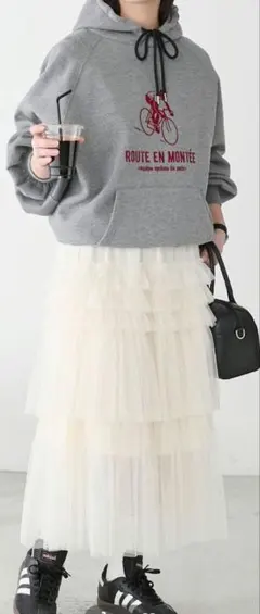 新品 タグ付き ボンルシール ボリュームチュールティアードスカート