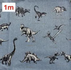 綿麻キャンバス生地　恐竜柄　110㎝×1m