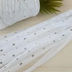 チュールヤーン♡ドットハート/シルバー♢シフォン　チュール　リボン