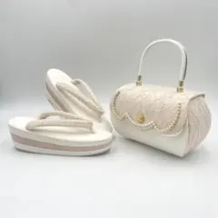 豪華ビーズパール刺繍 本格カブセ 振袖バッグ草履セット ピンク - メルカリ