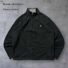 2095古着ブルックスブラザーズハーフジップフリースプルオーバー短丈刺繍ロゴ墨黒