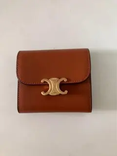 CELINE トリオンフ 三つ折り財布 ブラウン レザーのサムネイル