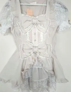 LIZLISA フロントカシュクールBIGリボンセットアップ ピンク