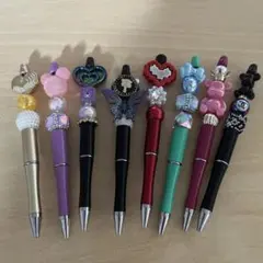 装飾ビーズ付きボールペン8本セット