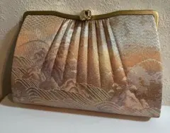 和装用クラッチバッグ 金色系 山と波模様
