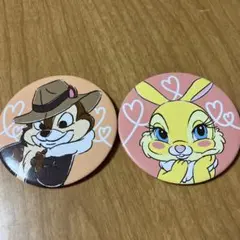 チップ&デール　大きめ缶バッジ　ディズニー　2種　直径8センチ