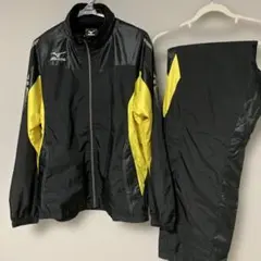 Mizuno ブラック/イエロー ウインドブレーカー上下セットO（LL）サイズ