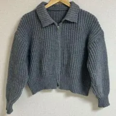 ダブルジップニット　グレー