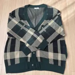 WEGO チェック柄 カーディガン グリーン M