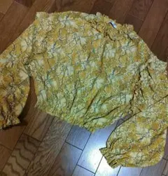 ZARAザラ　クロップド丈レースブラウス　イエロー