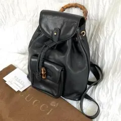 美品　GUCCI グッチ バンブー ミニリュック バックパック レザー ブラックのサムネイル