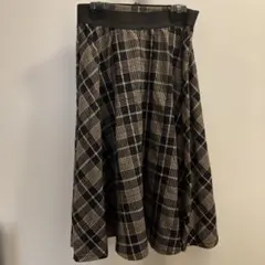チェック柄　裏起毛　フレアスカート