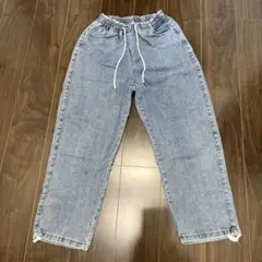 ライトブルー イージーパンツ ゴムウエスト